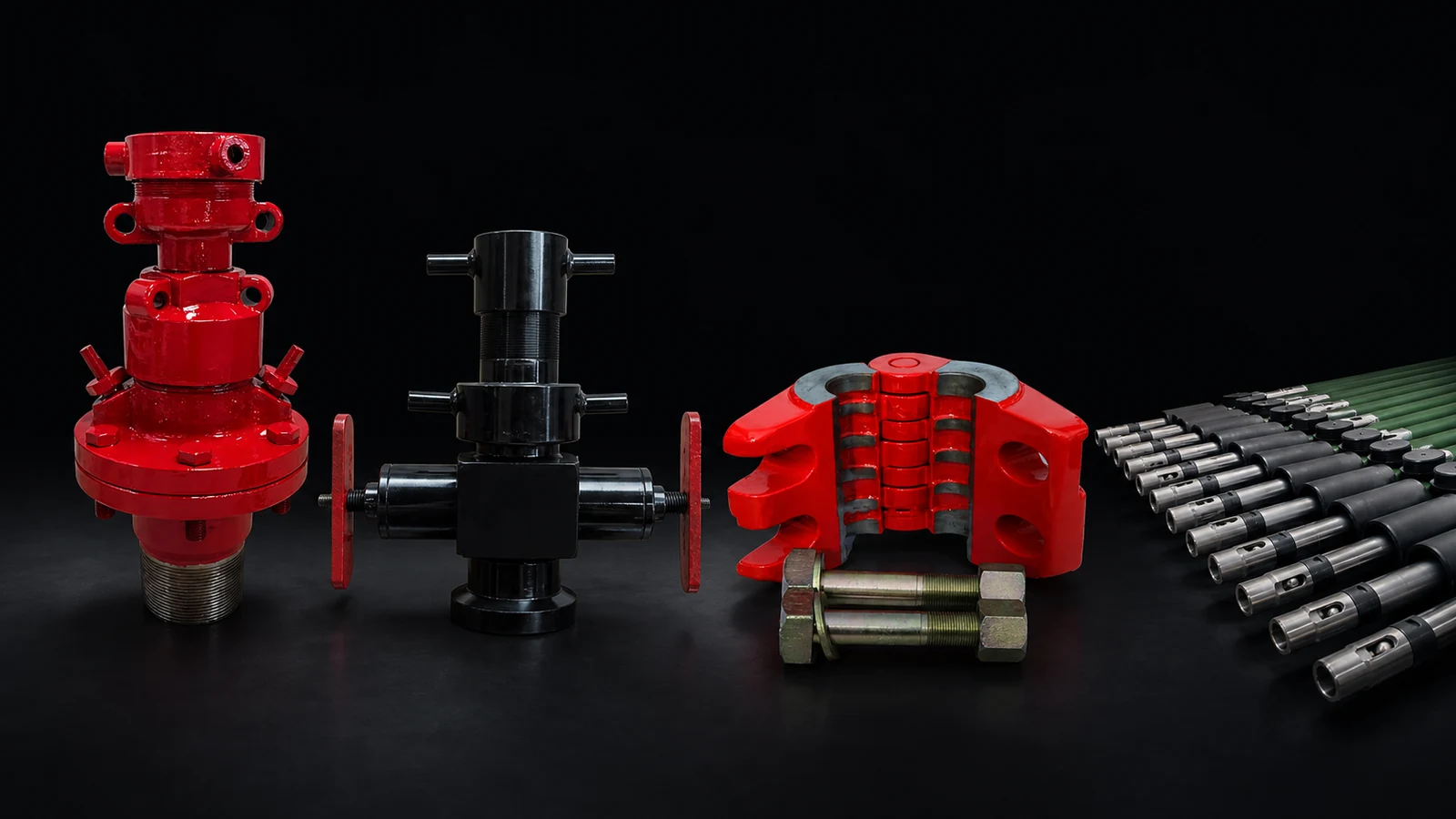 Polished rod stuffing boxes, clamp and sucker rods