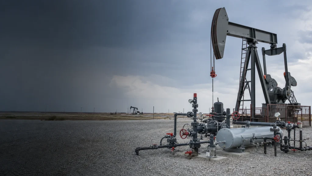 Beam pumping unit, wellhead valves and surface production equipment