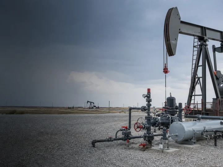 Beam pumping unit, wellhead valves and surface production equipment